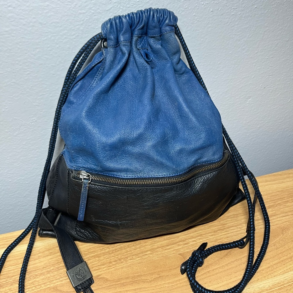 Diesel Blue Black Leather Drawstring Backpack (Coach, Paul Smith, Rag & Bone)